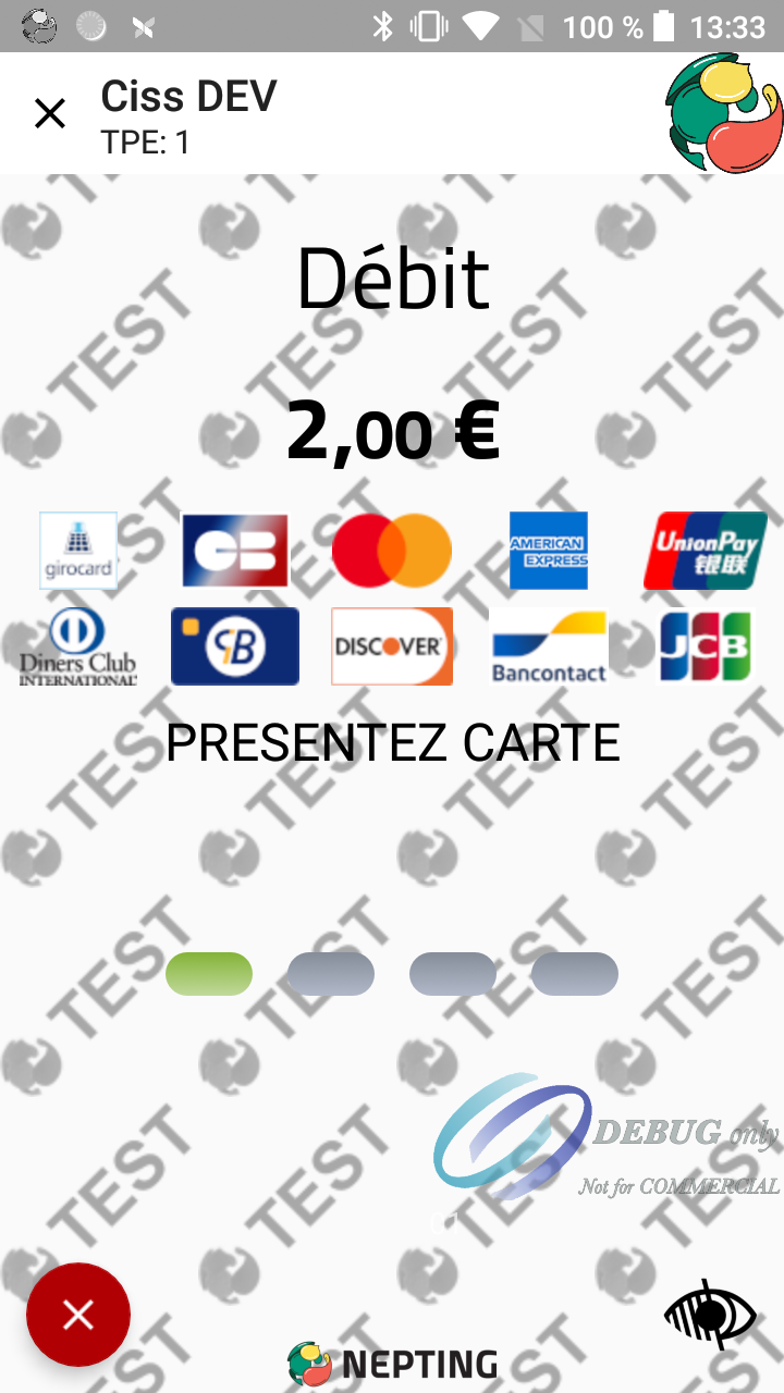 L'application de paiement prend le relais pour encaisser le montant d'activation